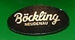 Bockling Neudenau label
Black oval label with gold printing, on a green/clear roemer glass.
