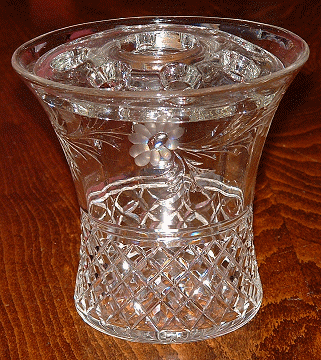 Stuart crystal engraved vase with flower holder - view 2
Keywords: Crystal