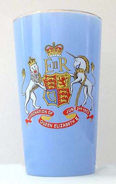 Chance Queen Elizabeth II coronation beaker in blue
