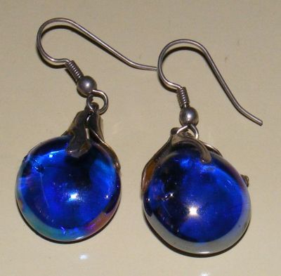 Earrings made from glass nuggets
