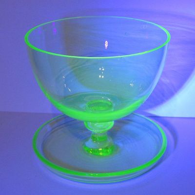 Uranium glass under UV light
