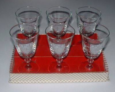 Set of 6 Westminster Abbey glasses
Believed to be Chance Glass, to commemorate the 900th Anniversary of Westminster Abbey in 1965. Boxed complete with certificate card
Keywords: Chance England
