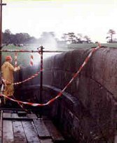 Pressure-washing the bridge