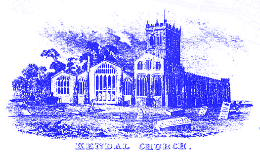 Details from a Plan of Kendal engraved for the Annals of Kendal in 1861, showing the Kendal Parish Church