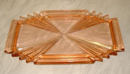 Bagley Bedford dressing table tray
Pink
Keywords: Bagley pressed England