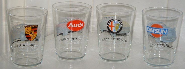Set of four car design small tumblers
Unknown maker and date.

