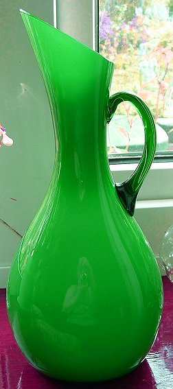 Ekenas, Sweden, green and white cased jug
